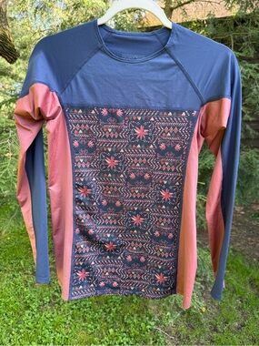 Patagonia Micro Swell Rashguard Navy Patterned Small